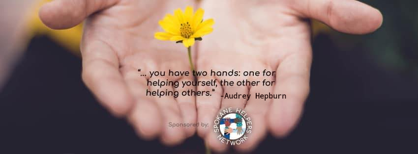 "Quote by Maya Angelou: "...you have two hands: one for helping yourself, the other for helping others."